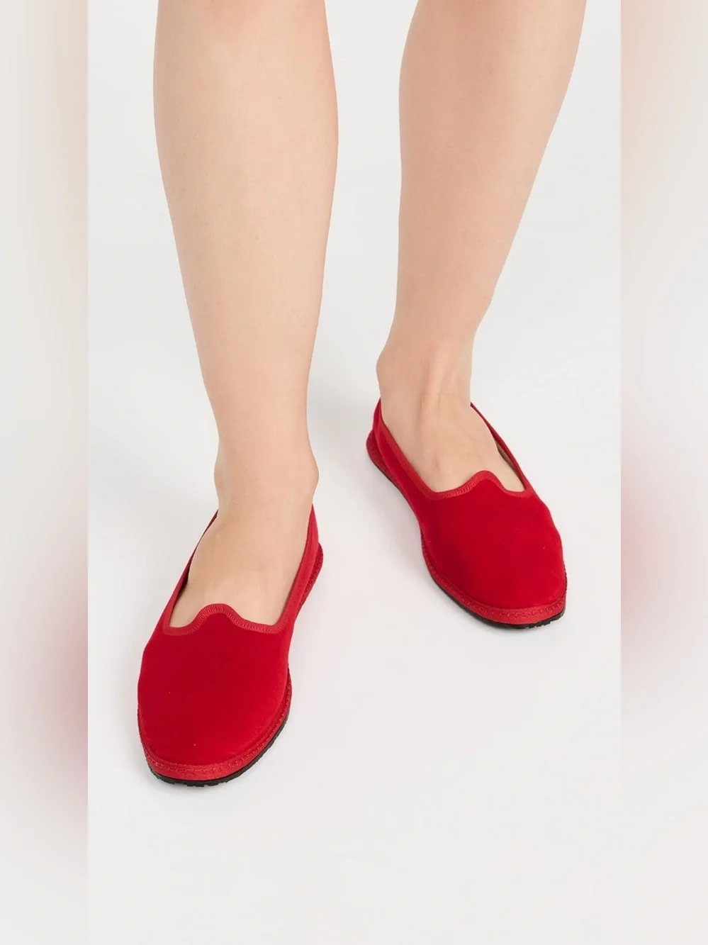Vibi Venezia Women's Classic Velvet Rosso Flats, Size 41 (US 11) - Picture 2 of 11
